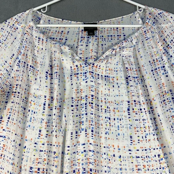 Worthington Petite Women’s White with Pattern print Blouse, Short Sleeves, PXL - Picture 2 of 8